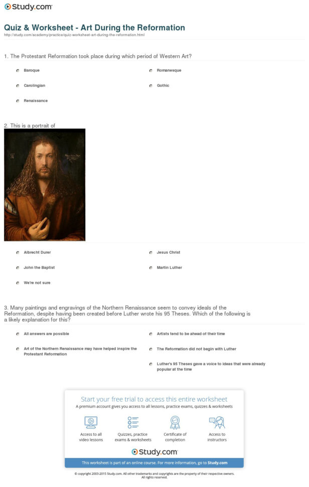 Protestant Reformation Worksheet Answers
