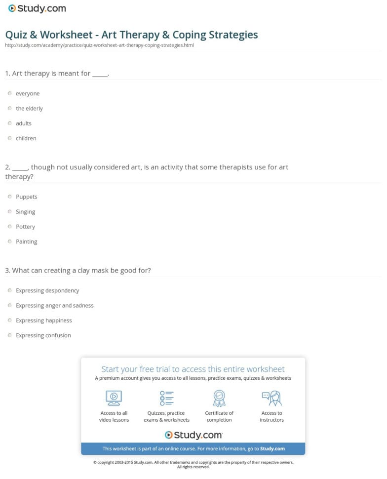 Quiz  Worksheet  Art Therapy  Coping Strategies  Study