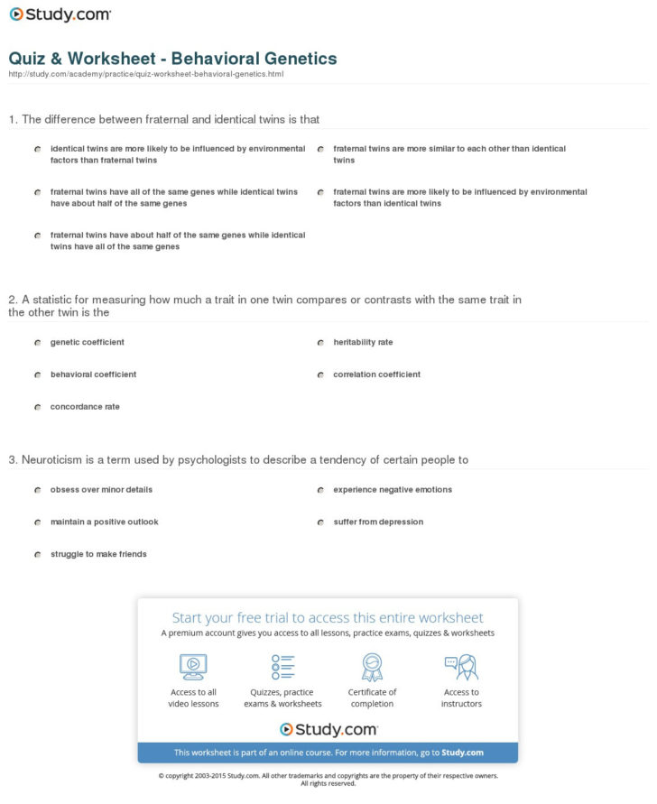 Introduction To Genetics Worksheet