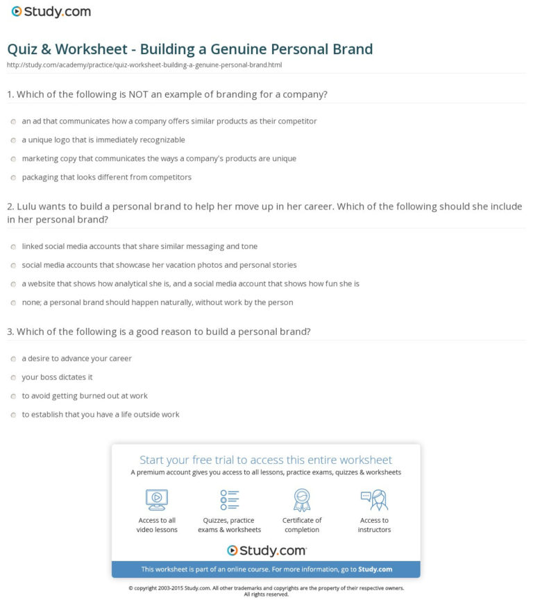 Personal Branding Worksheet — db-excel.com