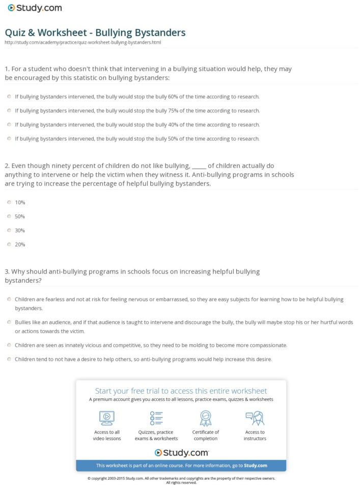 Quiz  Worksheet  Bullying Bystanders  Study Quiz  Worksheet  Bullying Bystanders  Study
