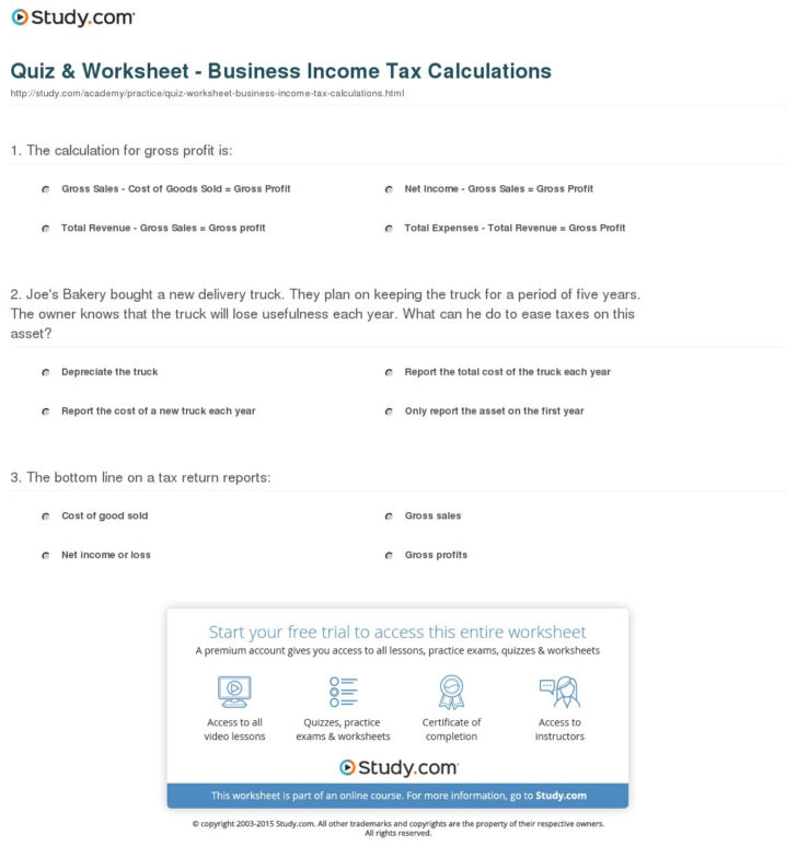 Tax Computation Worksheet