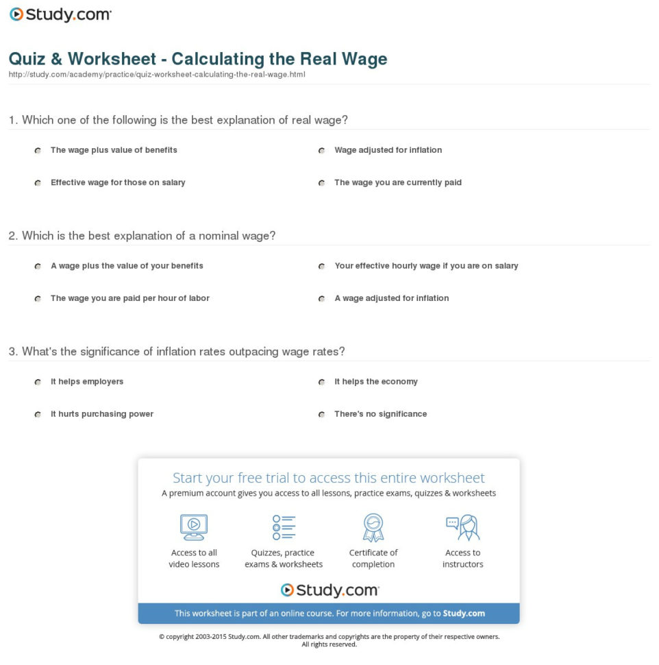 Quiz  Worksheet  Calculating The Real Ge  Study