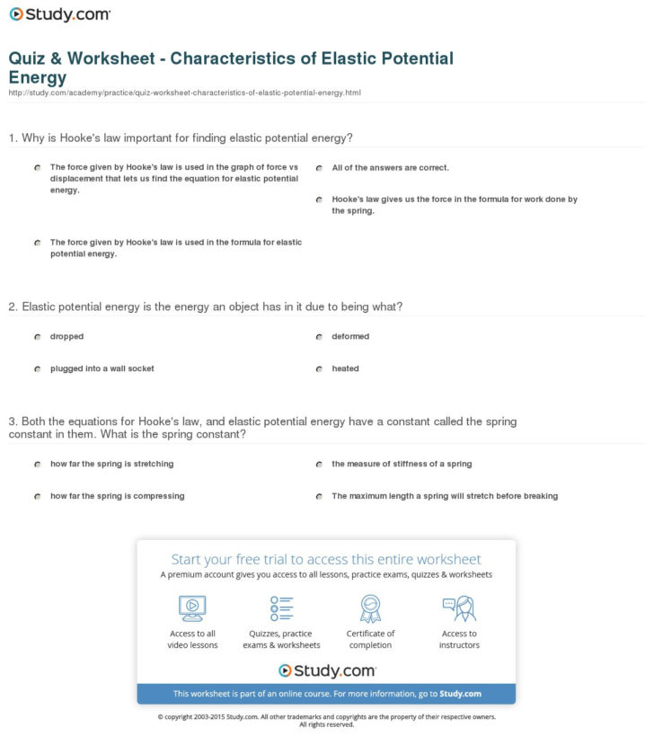 Gravitational Potential Energy And Kinetic Energy Worksheet Answers