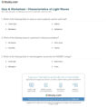 Quiz  Worksheet  Characteristics Of Light Ves  Study