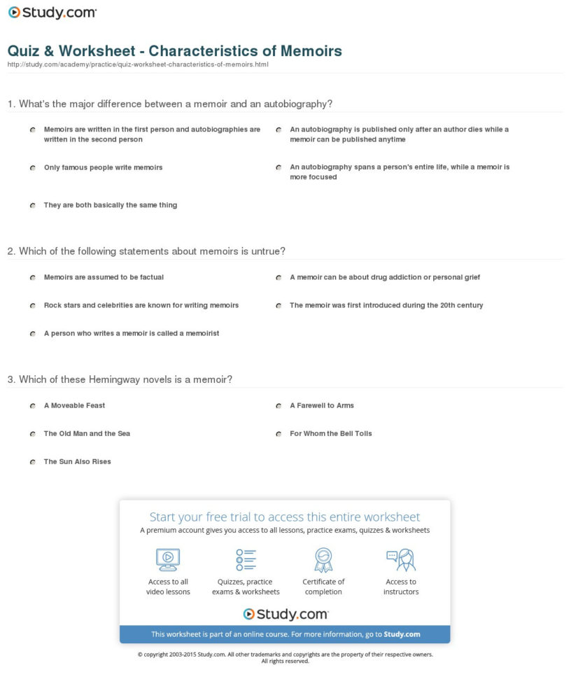 Quiz  Worksheet  Characteristics Of Memo  Study