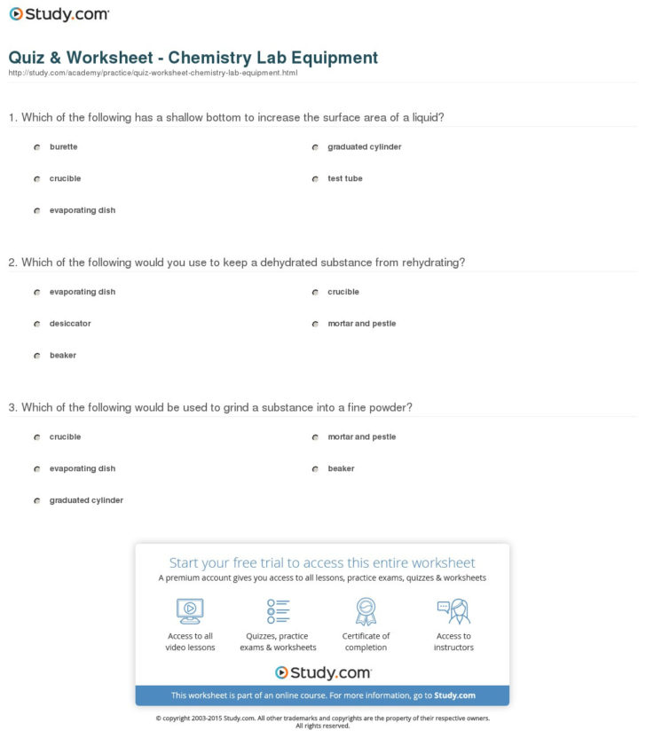 Chemistry Lab Equipment Worksheet Chemistry Lab Equipment Worksheet