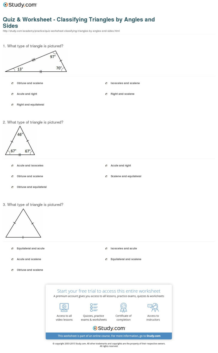 Classifying Triangles Worksheet With Answer Key — Db 5587
