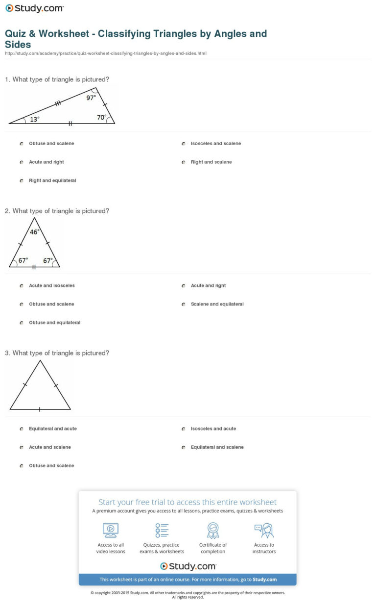 Classifying Triangles Worksheet With Answer Key Db Excel Com