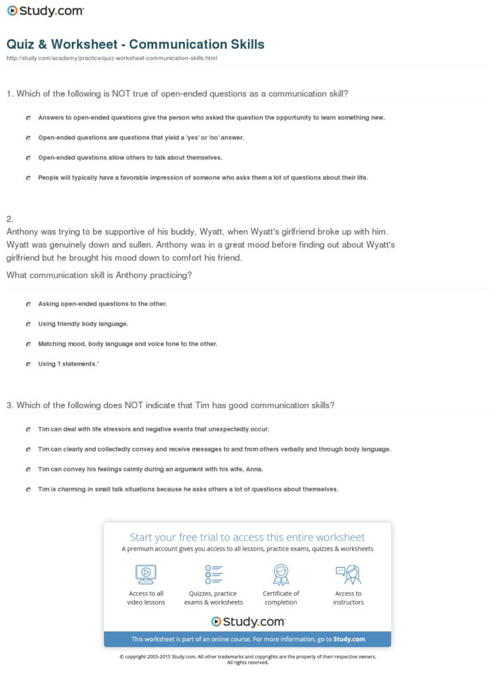 Quiz  Worksheet  Communication Skills  Study