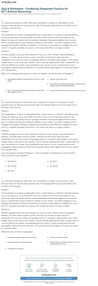 Quiz  Worksheet  Conflicting Viewpoints Practice For Act