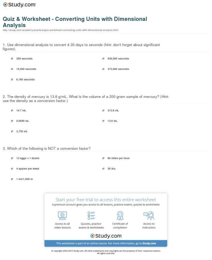 Unit Conversion Worksheet Answers