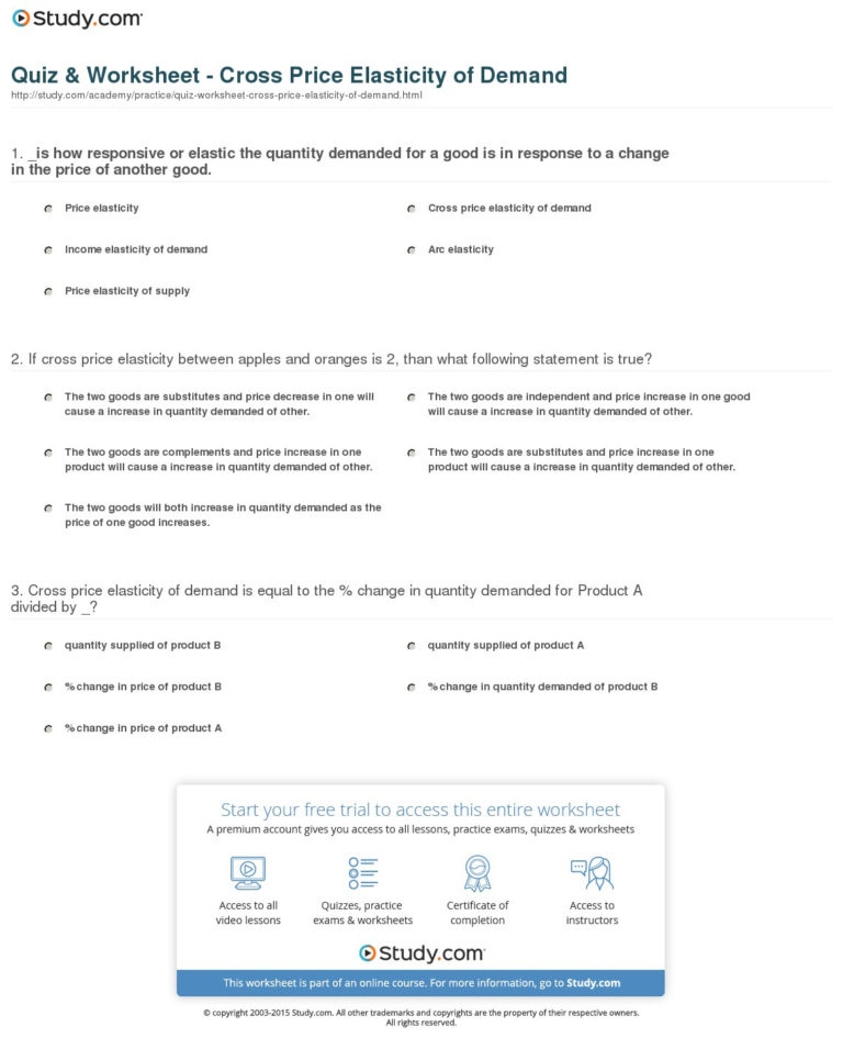 Elasticity Of Demand Worksheet Answers — db-excel.com