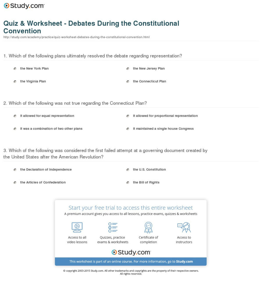 Quiz  Worksheet  Debates During The Constitutional