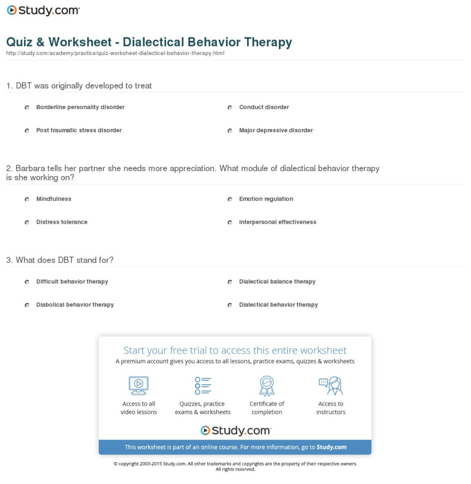 dbt therapy worksheets db excelcom