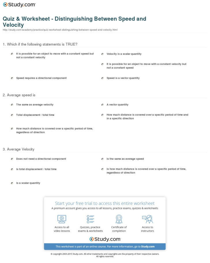 Average Speed Worksheet Answers