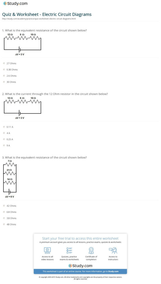Quiz  Worksheet  Electric Circuit Diagrams  Study
