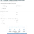 Quiz  Worksheet  Finding The Greatest Common Factor