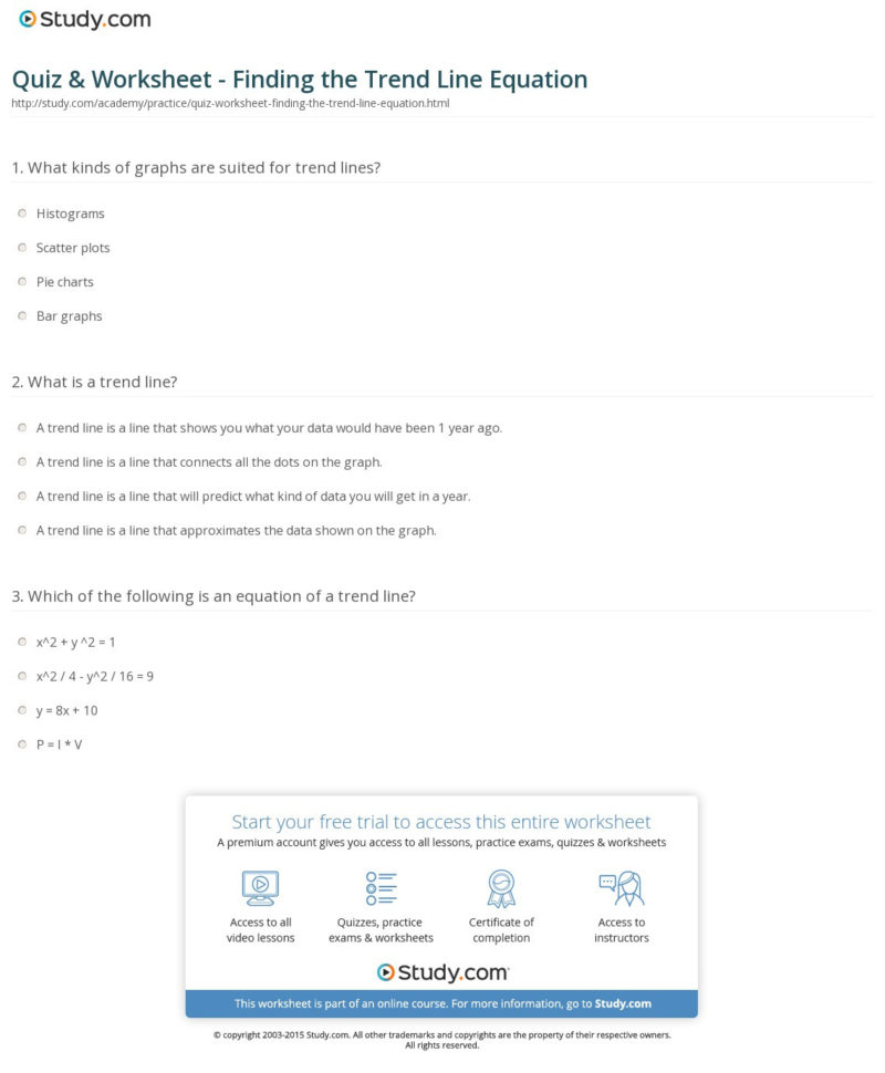 Quiz  Worksheet  Finding The Trend Line Equation  Study