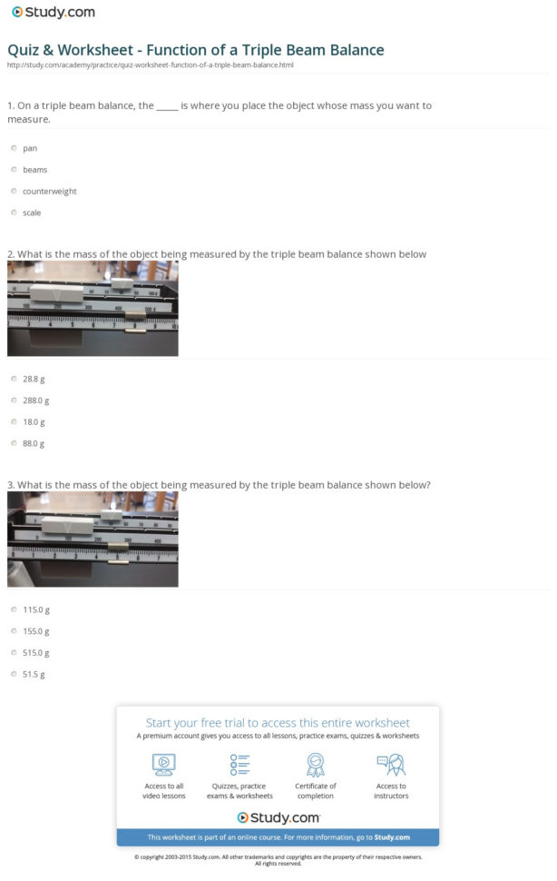 Quiz  Worksheet  Function Of A Triple Beam Balance  Study