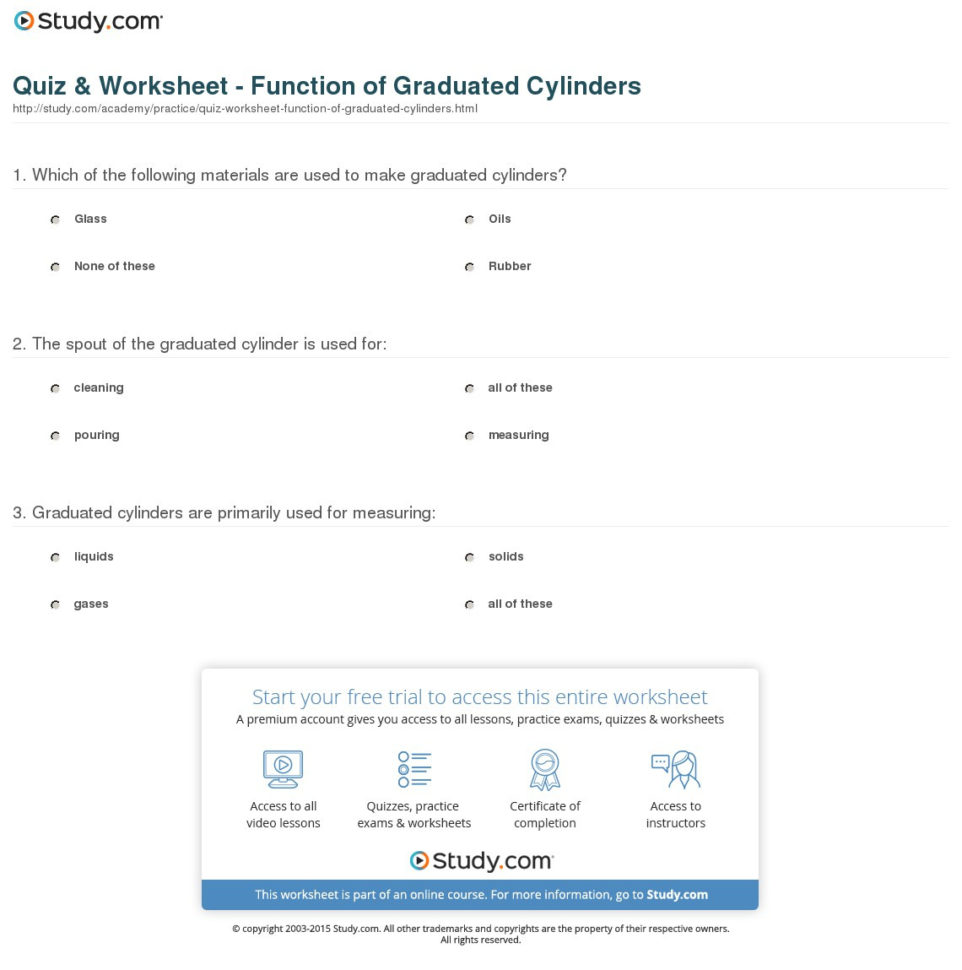 Quiz  Worksheet  Function Of Graduated Cylinders  Study