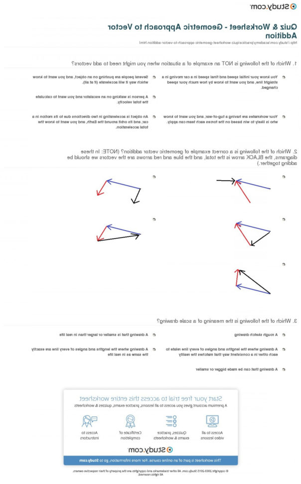 Quiz Worksheet Geometric Approach To Vector Addition