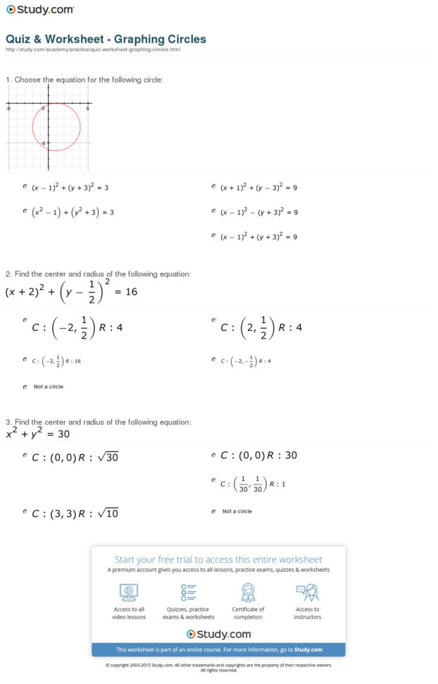 Quiz  Worksheet  Graphing Circles  Study