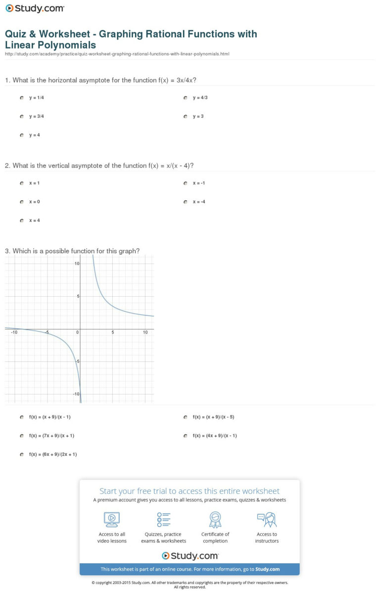 Graphing rational functions worksheet answers db excel