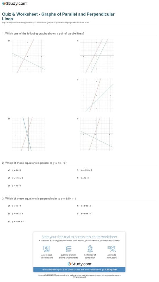 Equations Of Parallel And Perpendicular Lines Worksheet With Answers