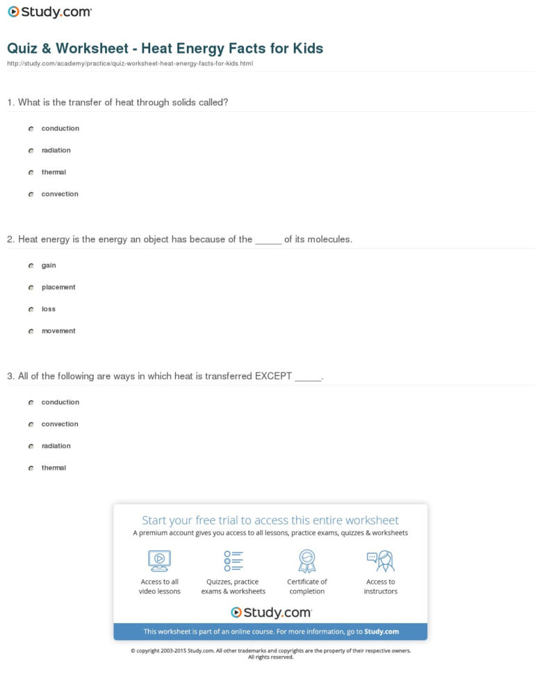 Quiz  Worksheet  Heat Energy Facts For Kids  Study