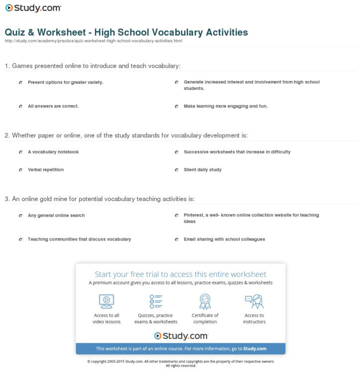 High School Vocabulary Worksheets — db-excel.com