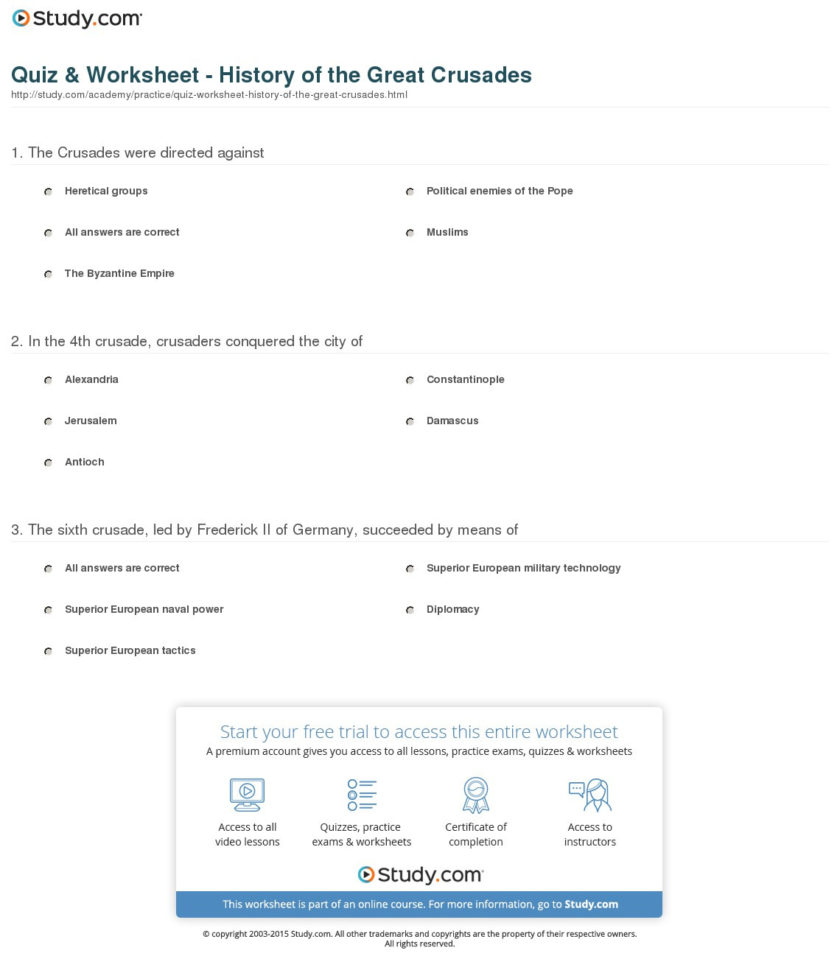 Quiz  Worksheet  History Of The Great Crusades  Study