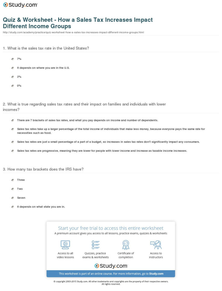 Quiz  Worksheet  How A Sales Tax Increases Impact