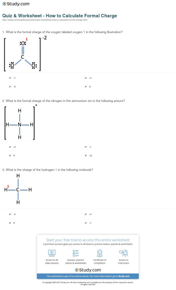 Quiz  Worksheet  How To Calculate Formal Charge  Study