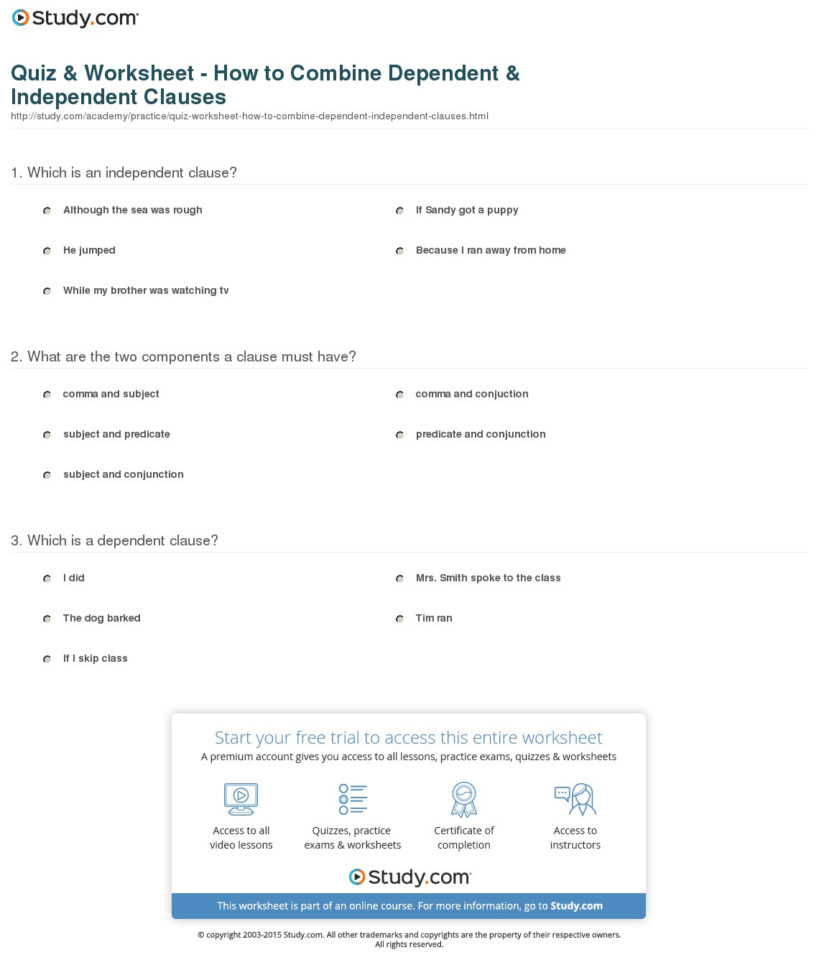 Quiz  Worksheet  How To Combine Dependent  Independent