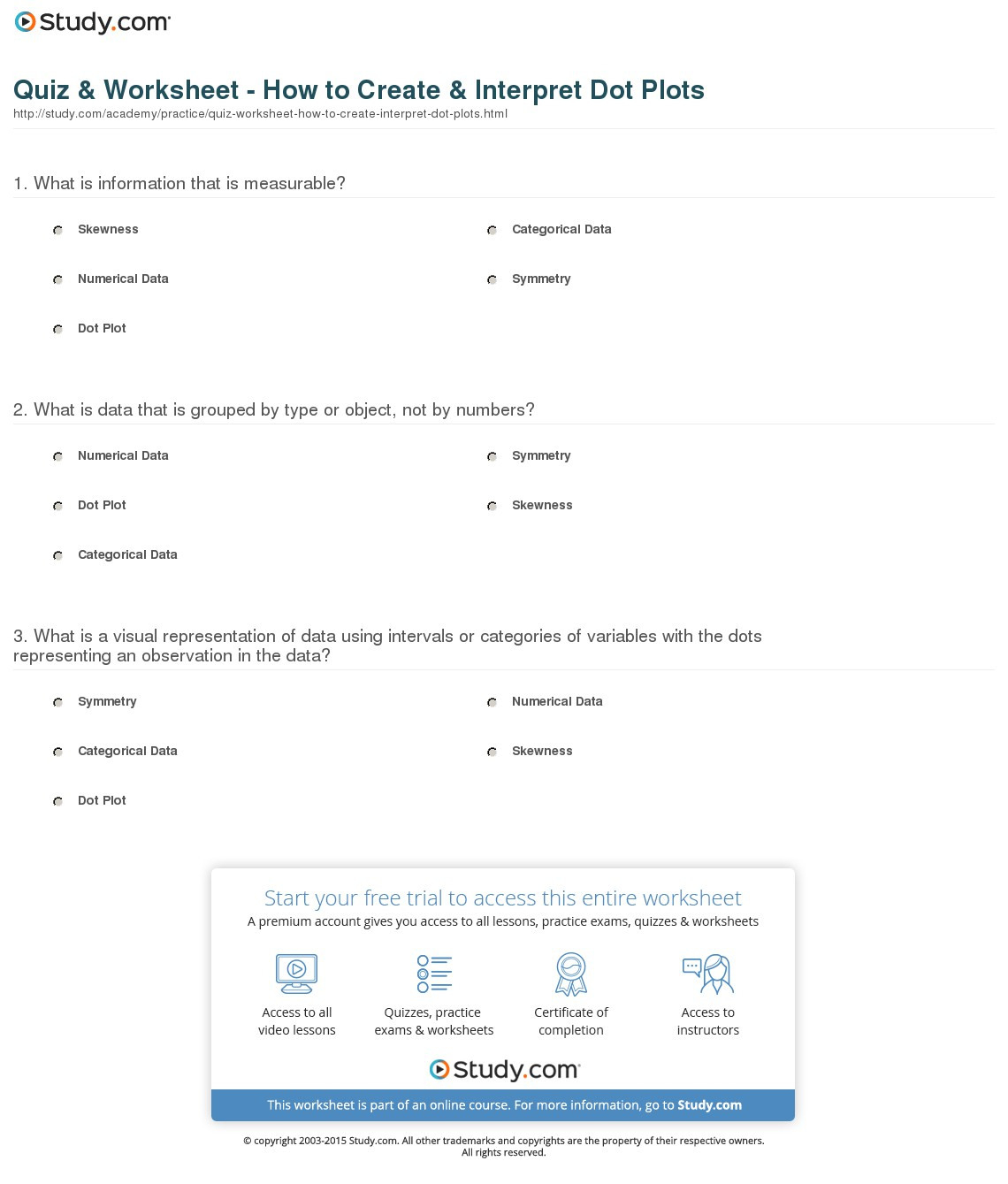 Quiz  Worksheet  How To Create  Interpret Dot Plots  Study