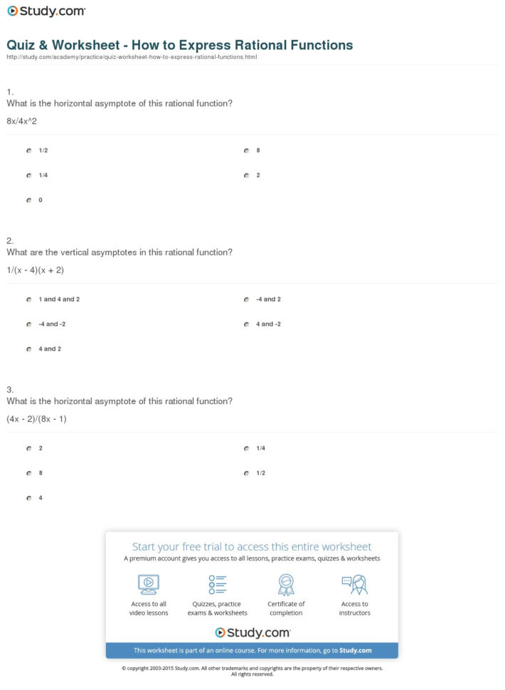 Quiz  Worksheet  How To Express Rational Functions  Study