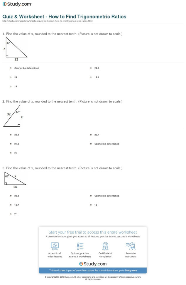 Quiz  Worksheet  How To Find Trigonometric Ratios  Study