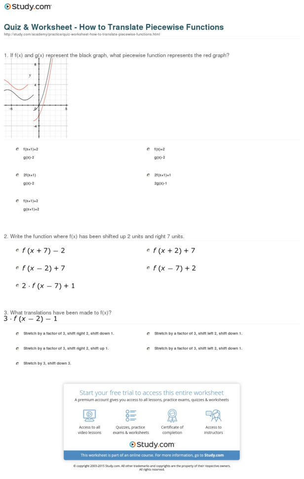 Quiz  Worksheet  How To Translate Piecewise Functions  Study