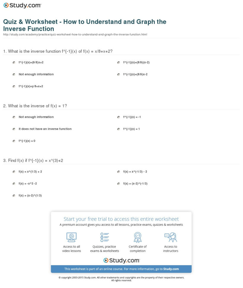 Quiz  Worksheet  How To Understand And Graph The Inverse