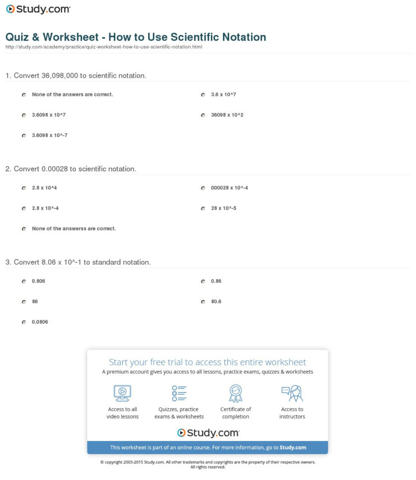 Quiz  Worksheet  How To Use Scientific Notation  Study