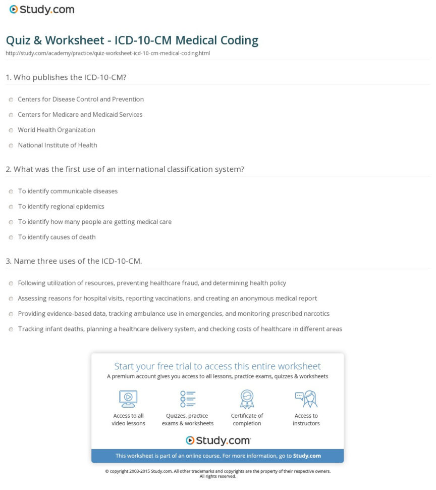 Medical Coding Practice Worksheets — db-excel.com