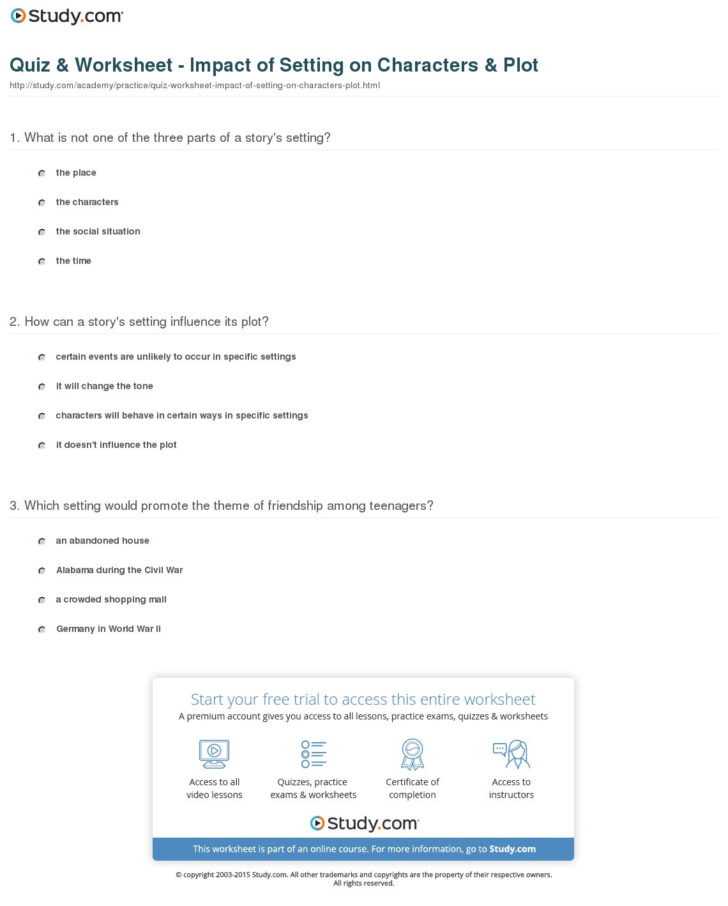 Quiz Worksheet Impact Of Setting On Characters Plot — db-excel.com