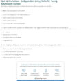 Quiz  Worksheet  Independent Living Skills For Young