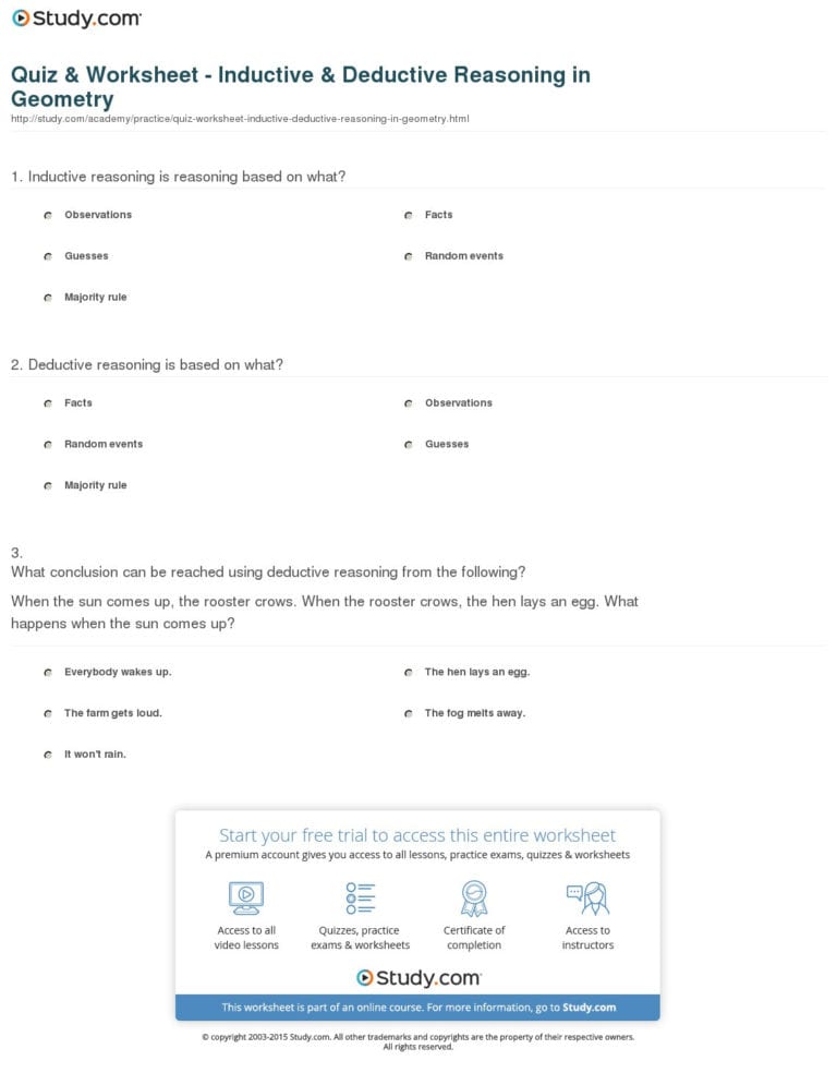 Inductive And Deductive Reasoning Worksheet Db excel