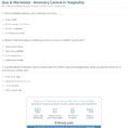 Quiz  Worksheet  Inventory Control In Hospitality  Study