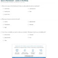 Quiz  Worksheet  Joints In The Body  Study