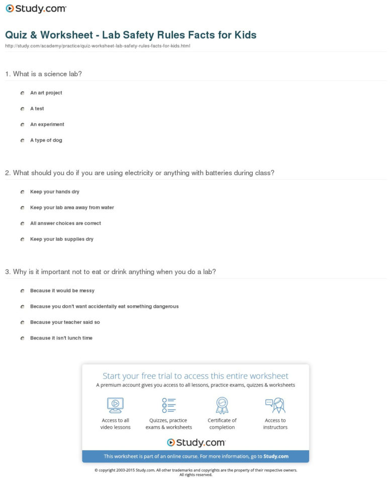 Quiz  Worksheet  Lab Safety Rules Facts For Kids  Study