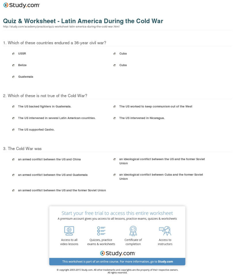 Quiz  Worksheet  Latin America During The Cold R  Study