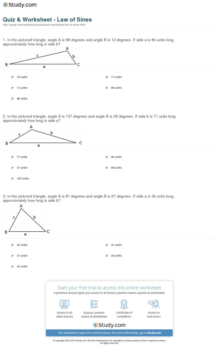 Law Of Sines Practice Worksheet Answers — db-excel.com